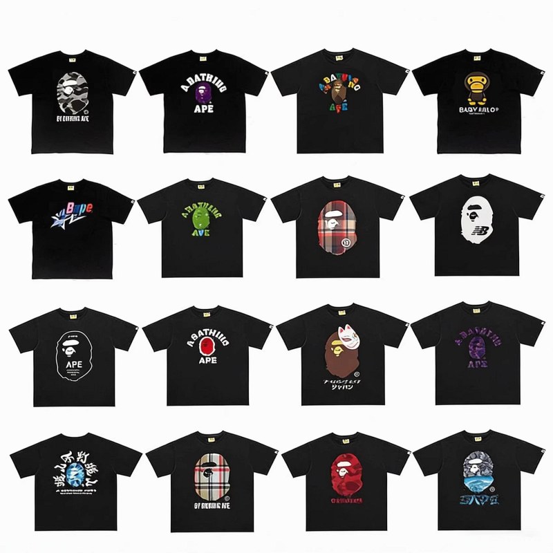 Avis sur la collection de t-shirts Bape Classic Monkey Print : deux coloris mesurés, lavés à froid et comparés au contrôle qualité